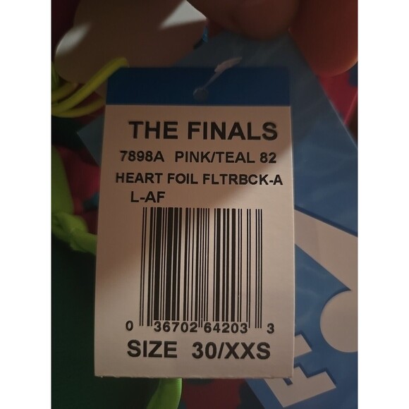 TYR The Finals Women Heart Foil Swimsuit Flutter back Pink/teal - Size 30 New - Picture 4 of 4